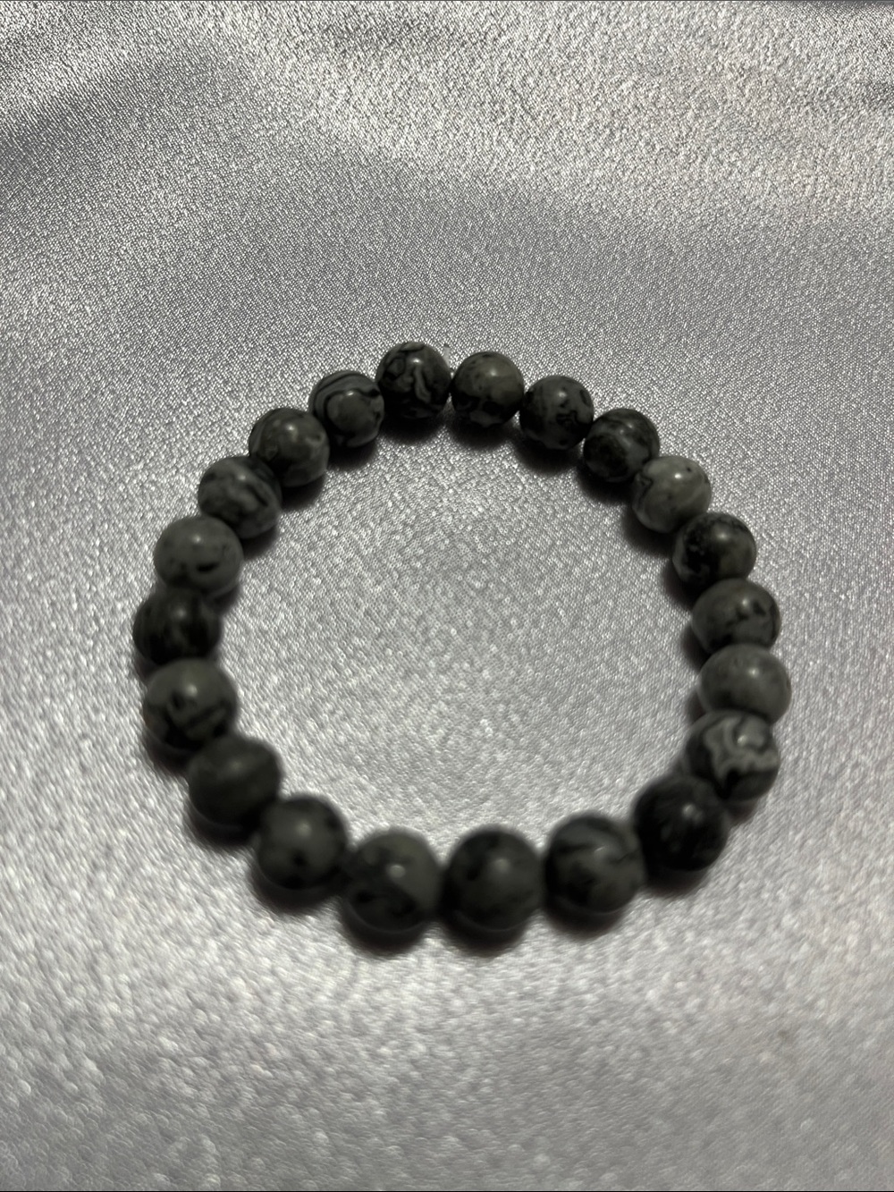 Gray Marble Bead Stretch Bracelet - Men Accessories
